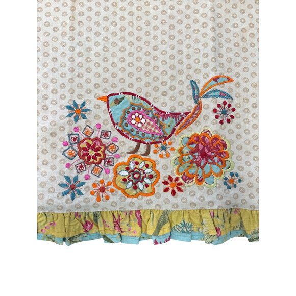 Set of 2 Artistic Accents Embroidered Cotton Kitchen Towels – Bird & Rabbit Moti - Picture 5 of 15